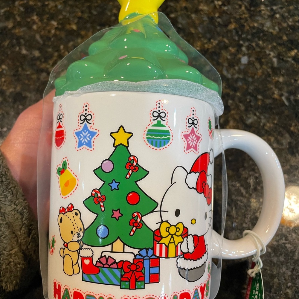 Sanrio Hello Kitty Christmas Mug with Green Tree Lid